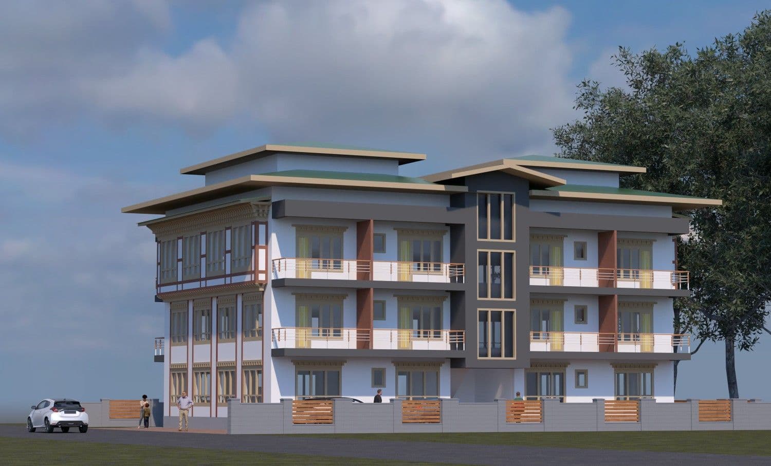 Four-unit residential building in Zhemgang