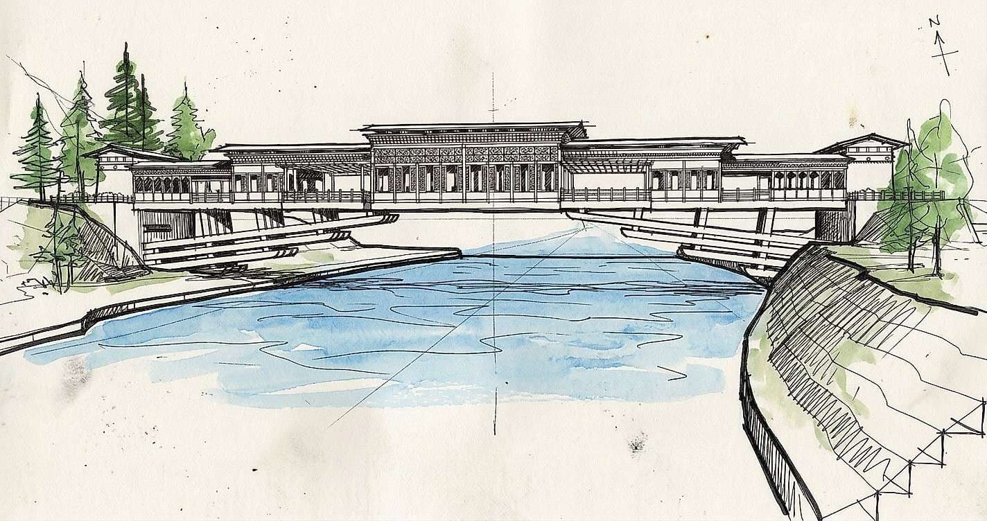 Conceptual pedestrian bridge proposal for the riverfront