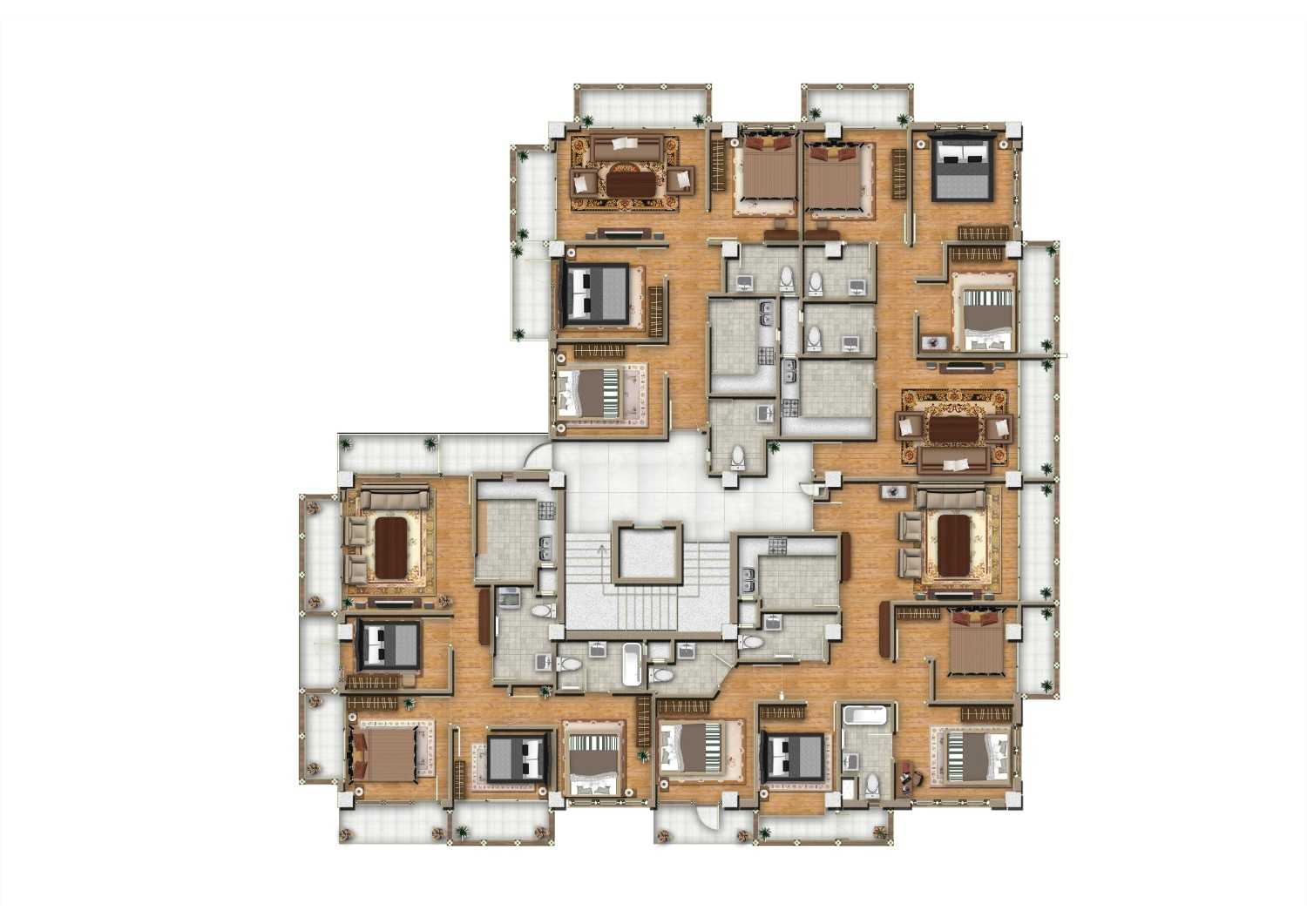 Real estate development with 3BHK and 4BHK apartments