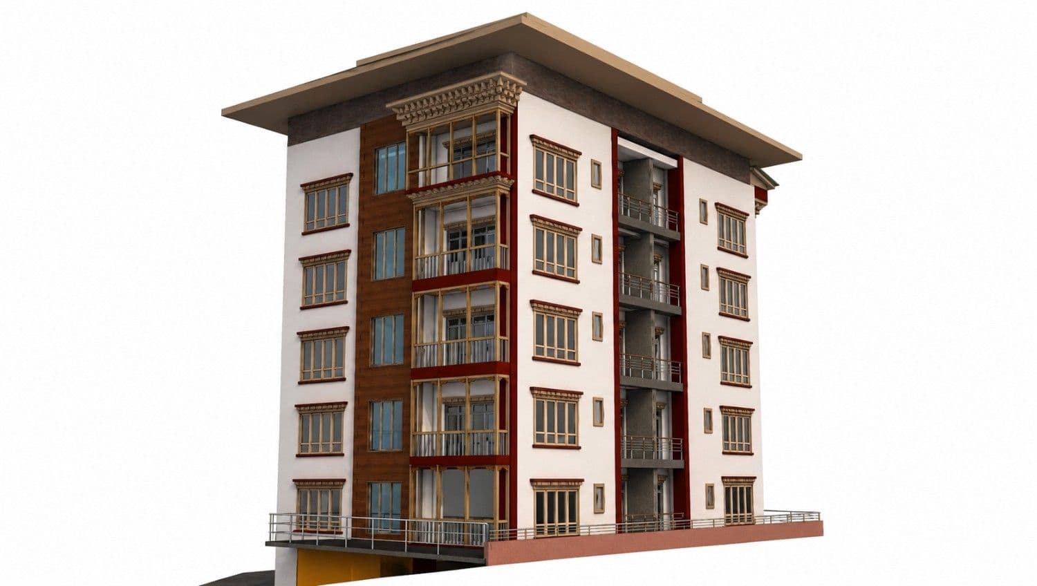 3D visualization of S+G+4+Jamthog at Taba, Thimphu