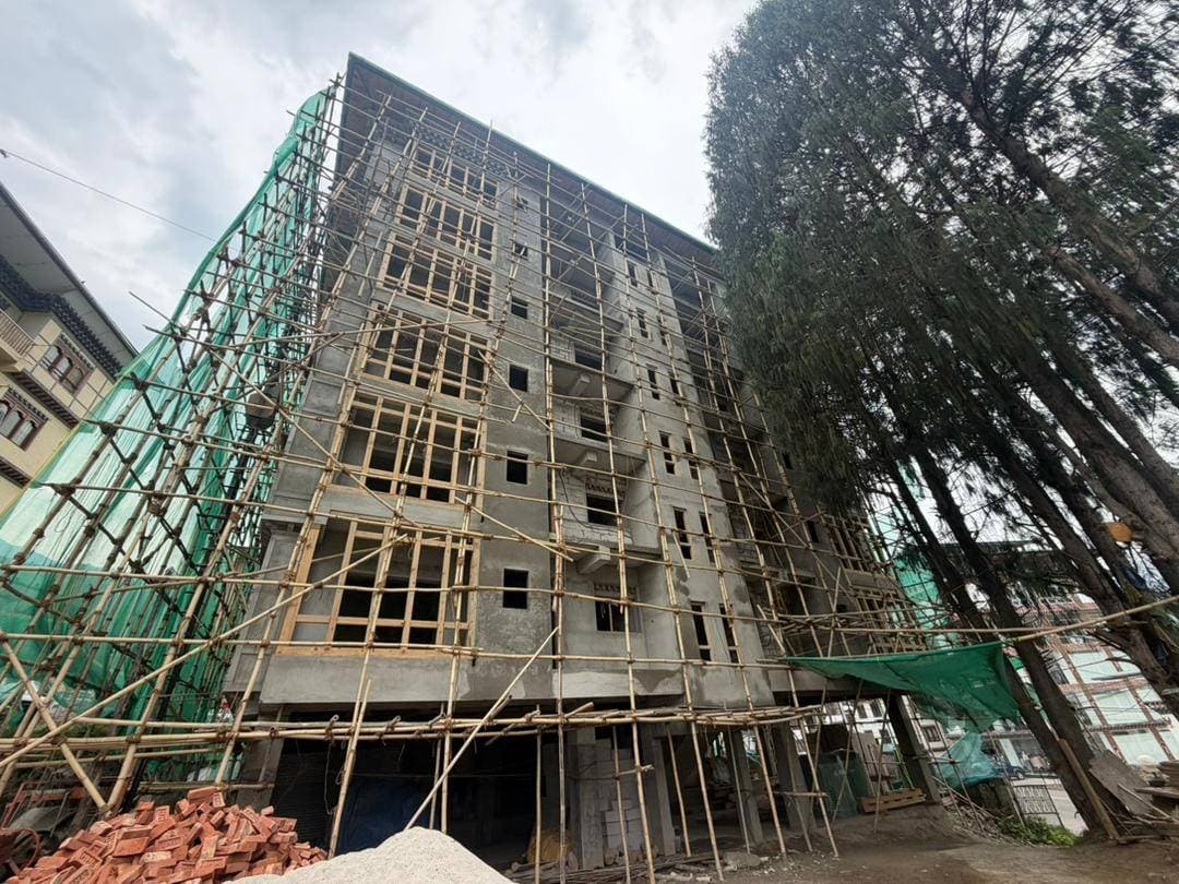 On-going construction of Stilt+G+5+Jamthog at Taba, Thimphu