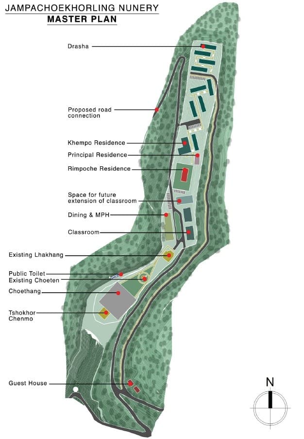 Master plan proposal of Kharchu Jampachoekhorling Nunnery, Nangzor, Monggar
