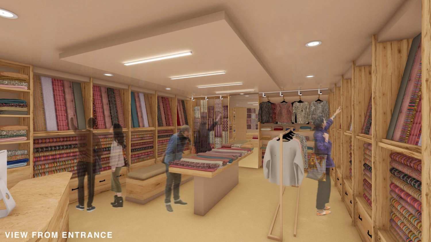 Proposed Bhutanese textile shop interior in Thimphu