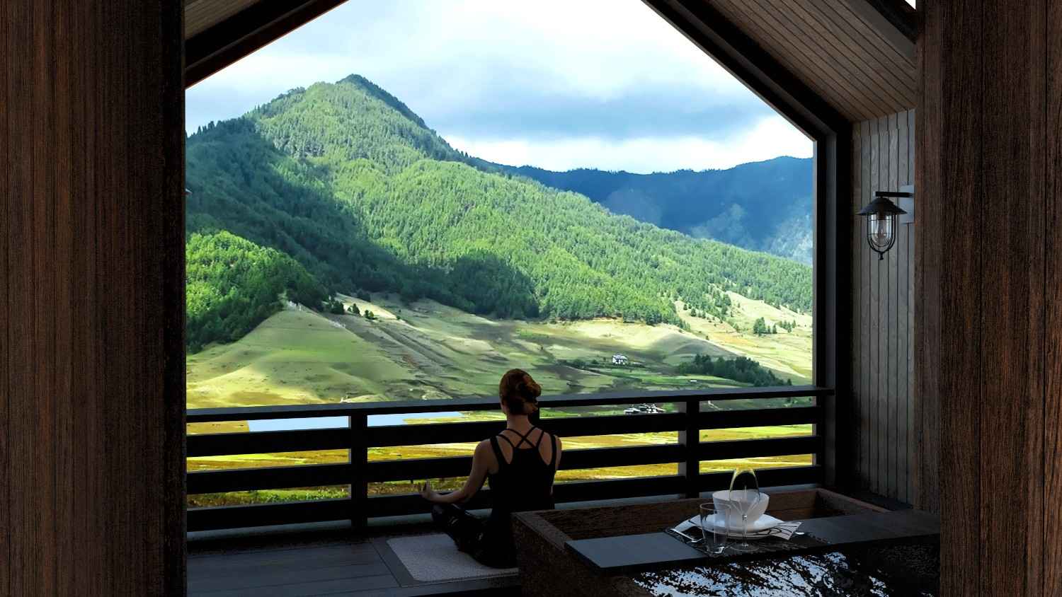 Hot stone bath proposal overlooking Phobjikha Valley