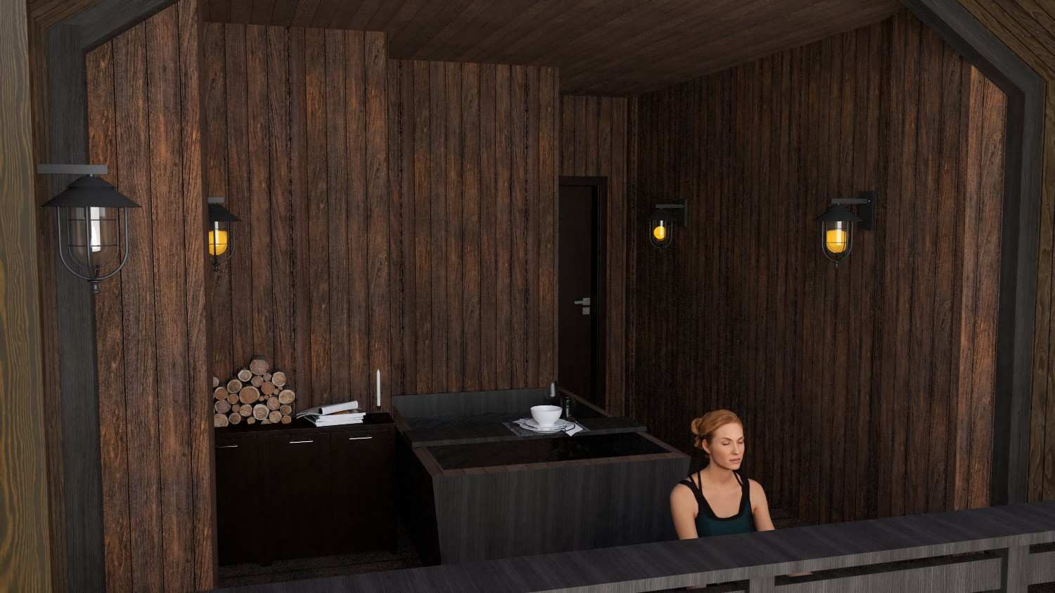 Hot stone bath interior at Phobjikha resort