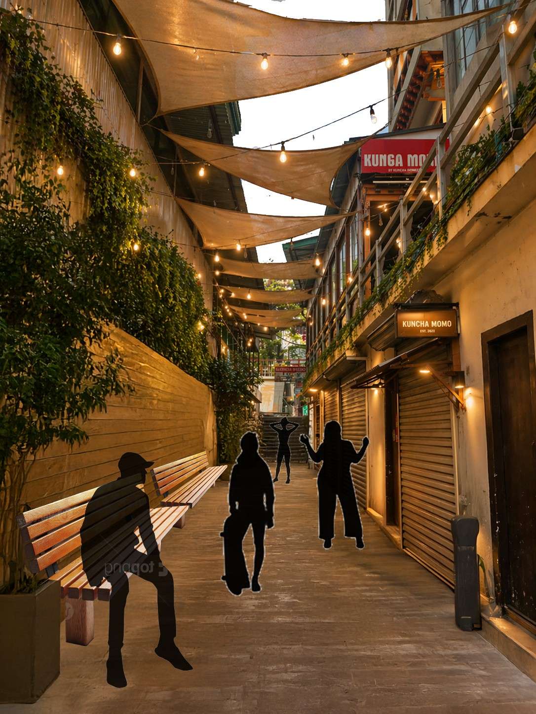 Proposed conceptual Norzin Lam alley urban design